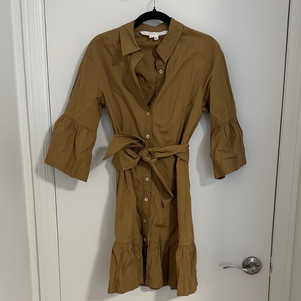 Veronica Beard Tan Long Sleeve Dress